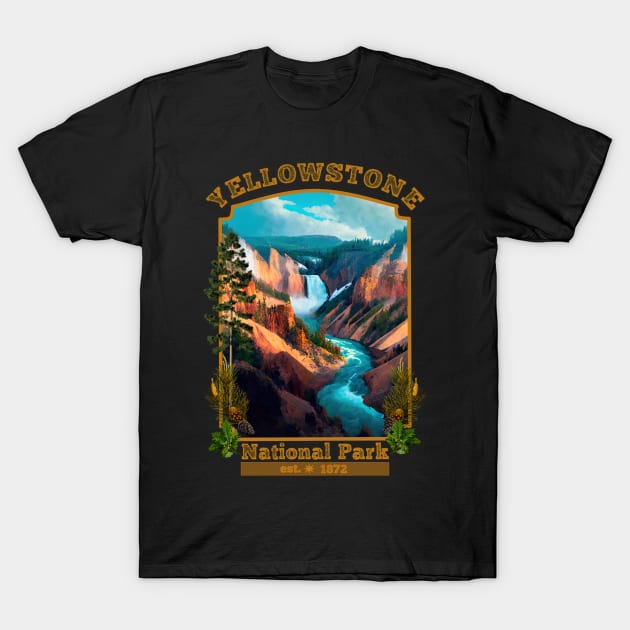 Yellowstone National Park Lower Falls T-Shirt by AtkissonDesign